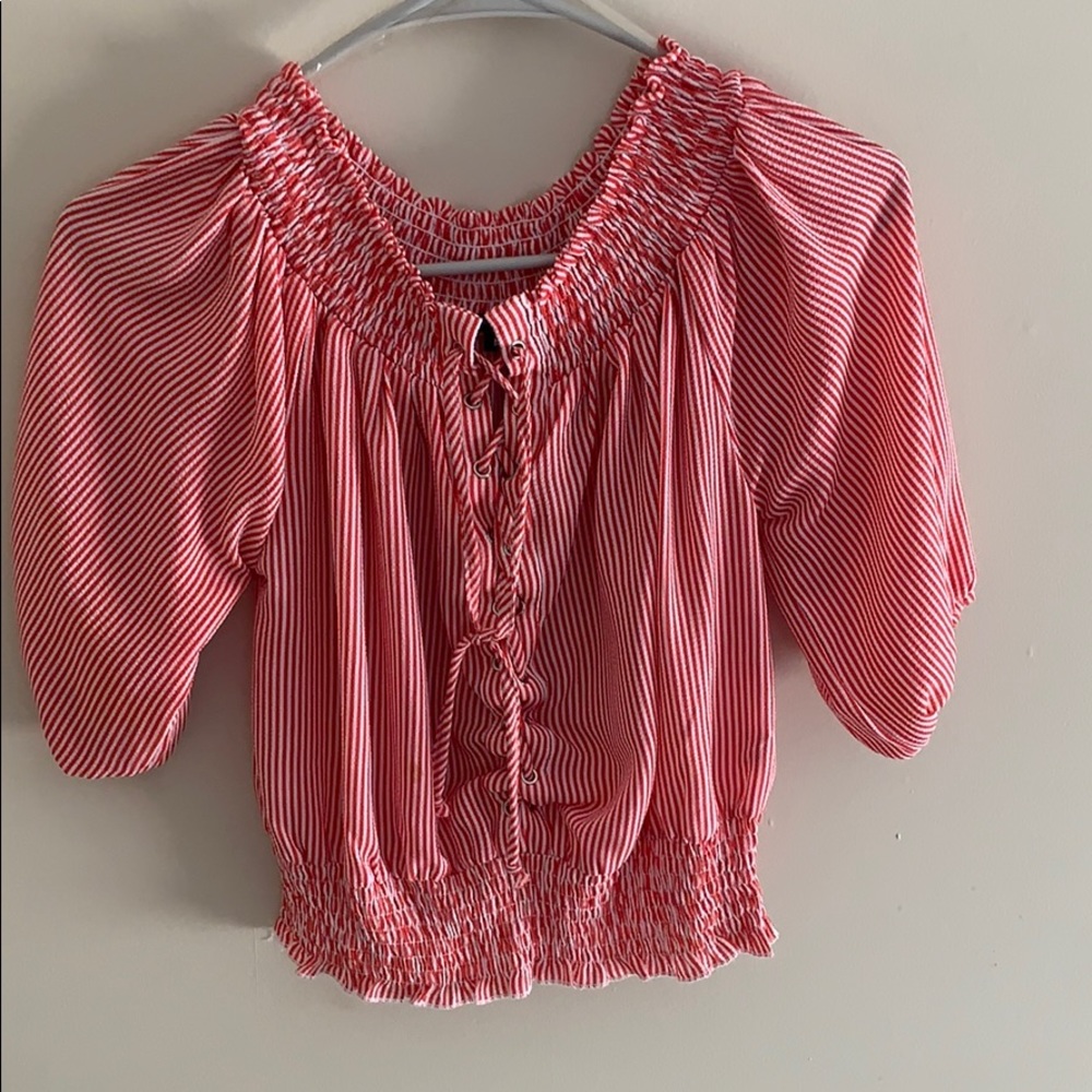 Red and white striped crop top